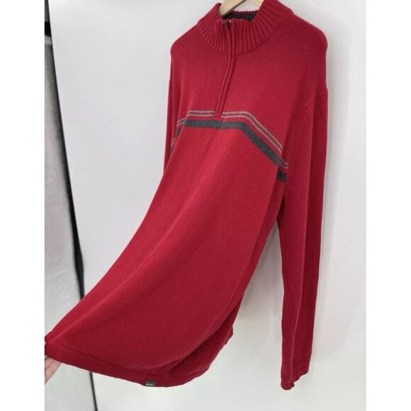 Eddie Bauer Men’s Red Quarter Zip‎ Long Sleeve Knit Sweater Size Tall 2XL - Picture 6 of 10